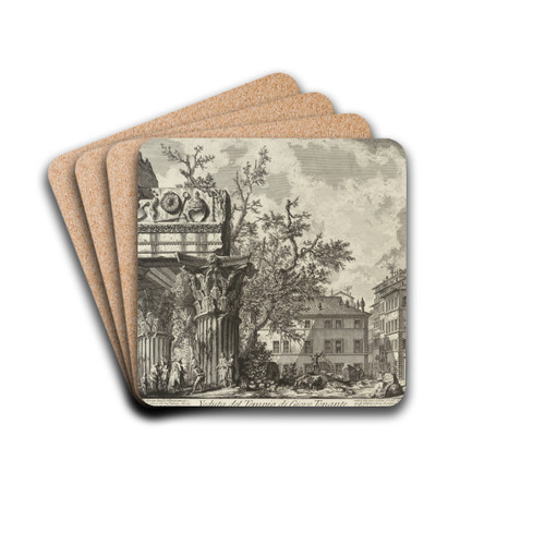 Veduta with the Temple of Jove by Giovanni Battista Piranesi Drink Coasters - set of 4
