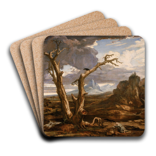 Elijah in the Desert by Washington Allston Art Drink Coaster set