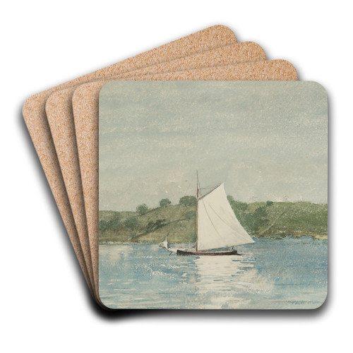 Sailing Calm Water by Winslow Homer Art Drink Coaster set