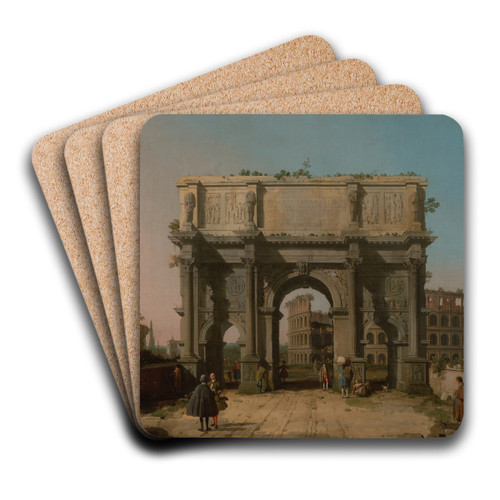 View of the Arch of Constantine with the Colosseum by Canaletto Art Drink Coaster set