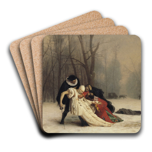 The Duel After the Masquerade by Jean-Lon Grme Art Drink Coaster set