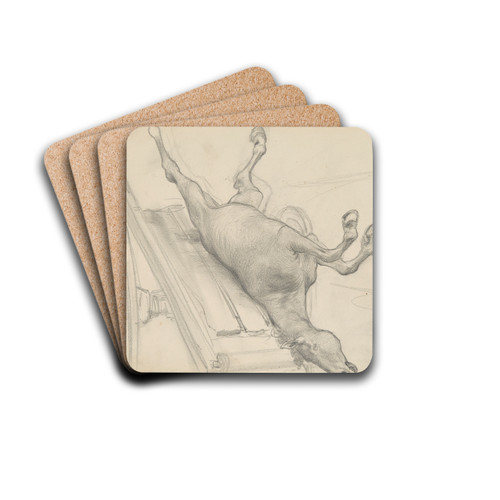 szkic padego konia do obrazu 'Pogrzeb wodza Rusw' by Henryk Siemiradzki Drink Coasters - set of 4