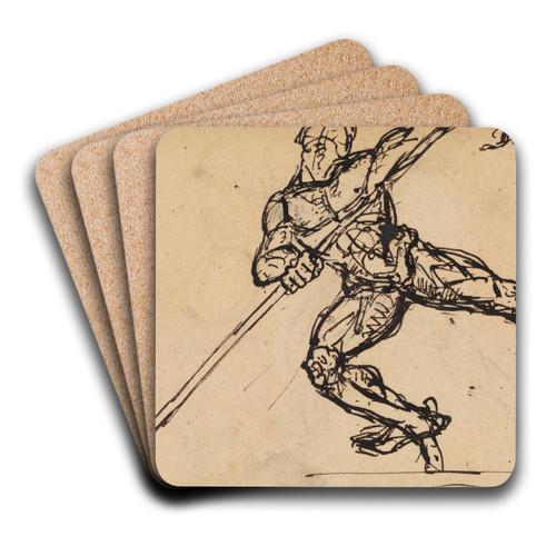 Figure Studies of a Nude Male with Spear by Benjamin Robert Haydon Art Drink Coaster set