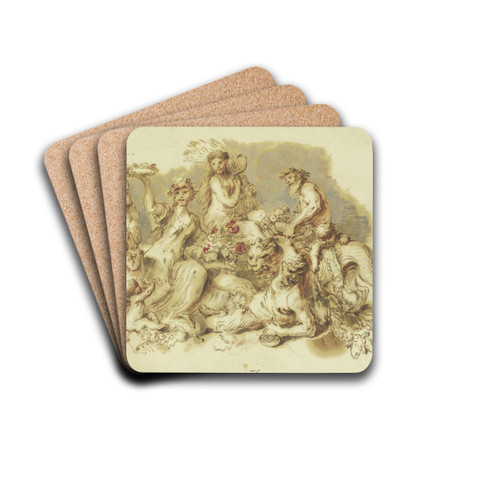 Satyrn und Mnaden an einer Panherme by Giovanni Benedetto Castiglione Drink Coasters - set of 4