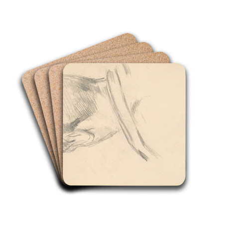 Head of a Boy Seen from Behind by Paul Czanne Drink Coasters - set of 4