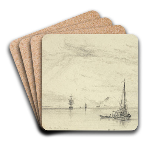 Dunbarton Looking from the Clyde by Copley Fielding Art Drink Coaster set Dunbarton Looking from the Clyde by Copley Fielding Art Drink Coaster set