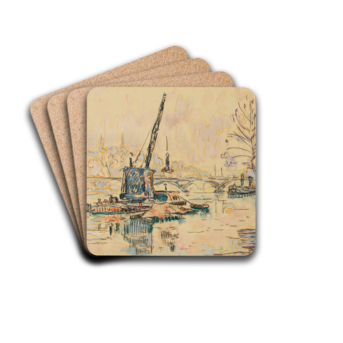 Paris, La Seine au Quai Malaquais (the crane) by Paul Signac Drink Coasters - set of 4 Paris, La Seine au Quai Malaquais (the crane) by Paul Signac Drink Coasters - set of 4