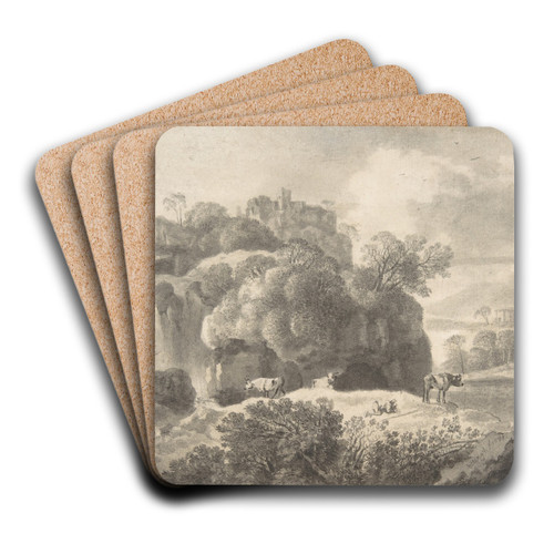 Ideal Landscape with a Shepherd and Cows by Johann Christian Klengel Art Drink Coaster set