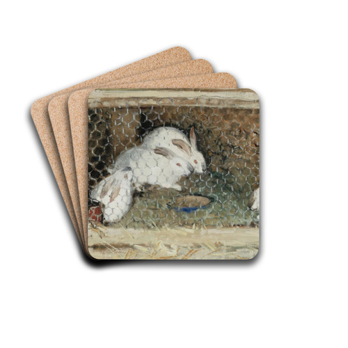 Les Lapins by Pierre-Eugne Montzin Drink Coasters - set of 4 Les Lapins by Pierre-Eugne Montzin Drink Coasters - set of 4