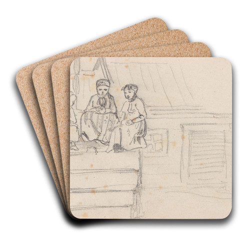 Figurer i trapp, Gulsvik by Adolph Tidemand Art Drink Coaster set