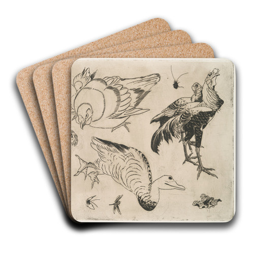 Coqs, canards, etc by Flix Bracquemond Art Drink Coaster set