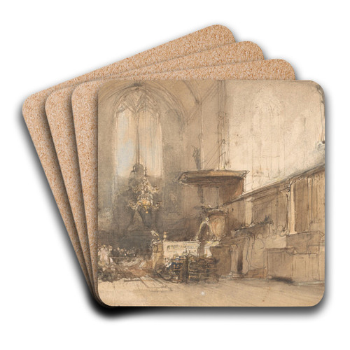 Interieur van de kerk te Oosthuizen by Johannes Bosboom Art Drink Coaster set