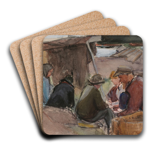 Fisherfolk by the Sea by Magnus Enckell Art Drink Coaster set