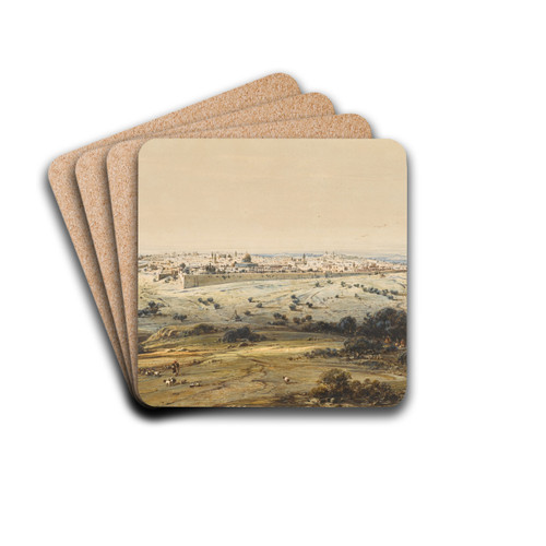 Jerusalem from the Mount of Olives by Eduard Hildebrandt Drink Coasters - set of 4 Jerusalem from the Mount of Olives by Eduard Hildebrandt Drink Coasters - set of 4