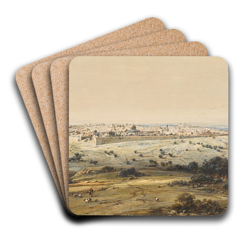 Jerusalem from the Mount of Olives by Eduard Hildebrandt Art Drink Coaster set Jerusalem from the Mount of Olives by Eduard Hildebrandt Art Drink Coaster set