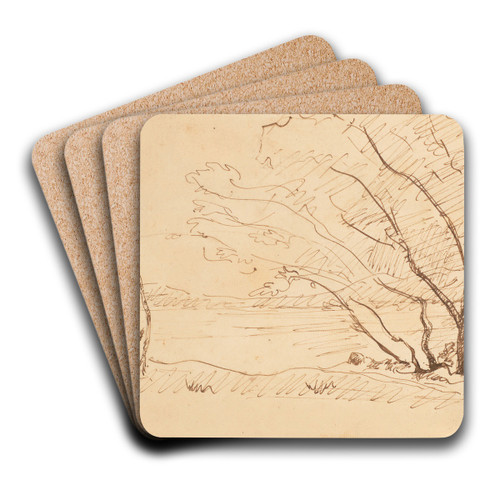 Souvenir de Mortefontaine by Jean-Baptiste-Camille Corot Art Drink Coaster set