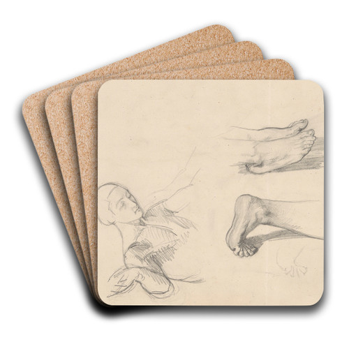 Studies of feet of Nicodemus and Christ to the painting 'Entombment' by Jzef Simmler Art Drink Coaster set Studies of feet of Nicodemus and Christ to the painting 'Entombment' by Jzef Simmler Art Drink Coaster set
