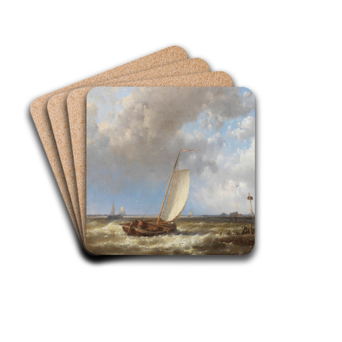 Shipping off the coast by Abraham Hulk Drink Coasters - set of 4