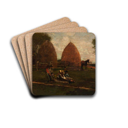Haystacks and Children by Winslow Homer Drink Coasters - set of 4