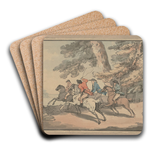 Hunt scene by Thomas Rowlandson Art Drink Coaster set