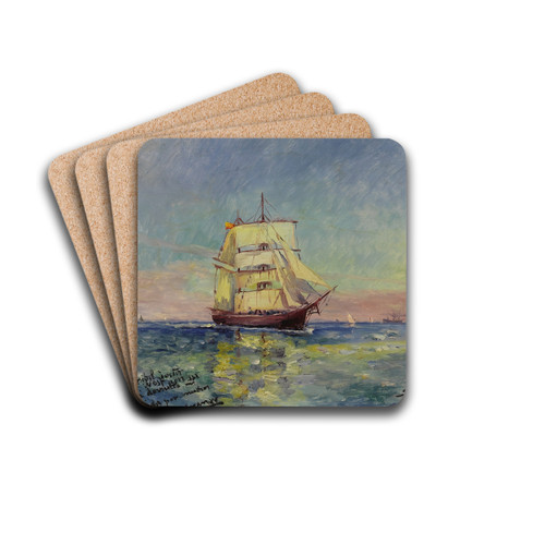 Nave Sobre el Mar (Ship at Sea) by Luis Graner i Arrufi Drink Coasters - set of 4