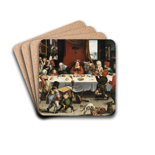 Burlesque Feast by Frans Xaver Hendrick Verbeeck Drink Coasters - set of 4