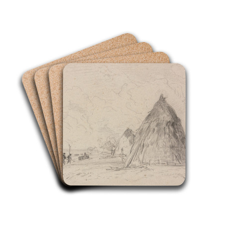 Landscape with Haystacks by Constant Troyon Drink Coasters - set of 4