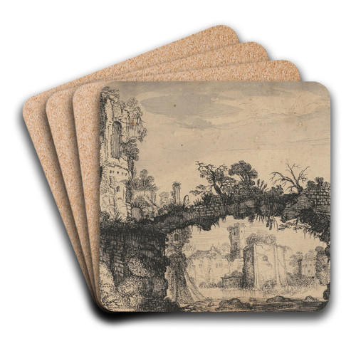 Landscape with Ruins by Jan van de Velde Art Drink Coaster set