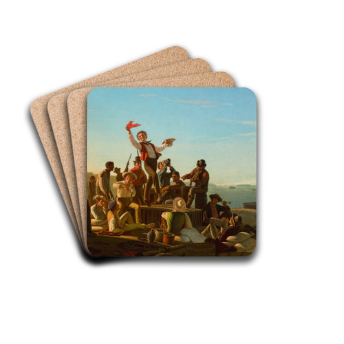 Jolly Flatboatmen in Port by George Caleb Bingham Drink Coasters - set of 4