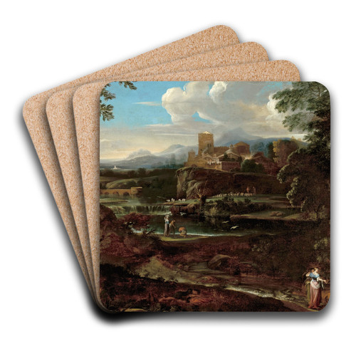 Classical landscape by Giovanni Francesco Grimaldi Art Drink Coaster set