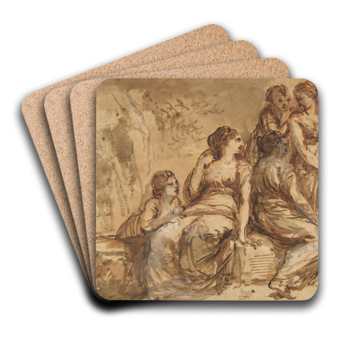 Five Young Women in a Landscape by Francesco Zuccarelli Art Drink Coaster set