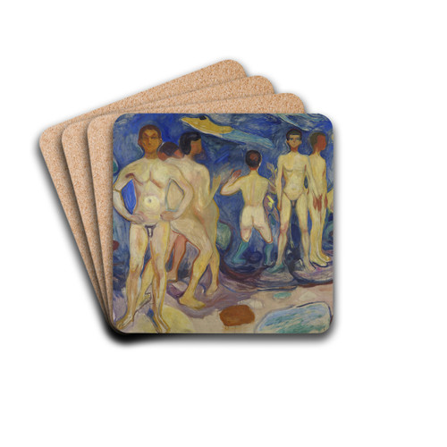 Bathing Young Men by Edvard Munch Drink Coasters - set of 4