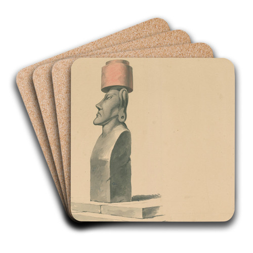 Statue from Easter Island by David Humbert de Superville Art Drink Coaster set