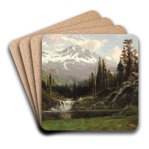View of Mount Shasta by William Keith Art Drink Coaster set
