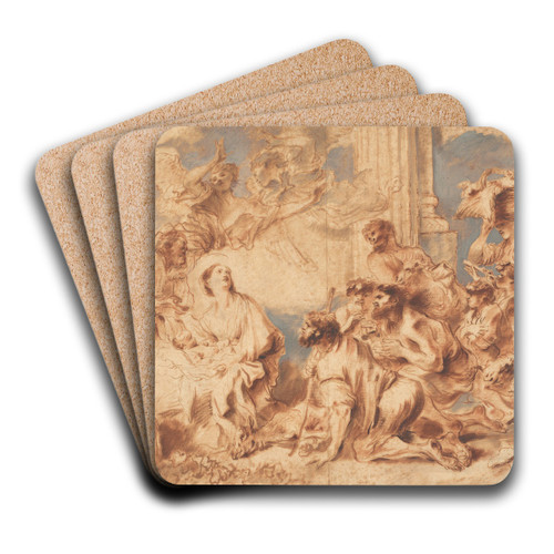 The Adoration of the Shepherds by Giovanni Benedetto Castiglione Art Drink Coaster set