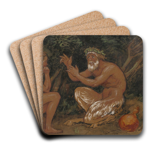 Faun und Jngling by Hans Thoma Art Drink Coaster set