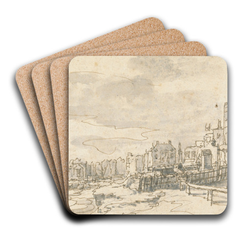 The Front at Brighton by Philip James de Loutherbourg Art Drink Coaster set The Front at Brighton by Philip James de Loutherbourg Art Drink Coaster set