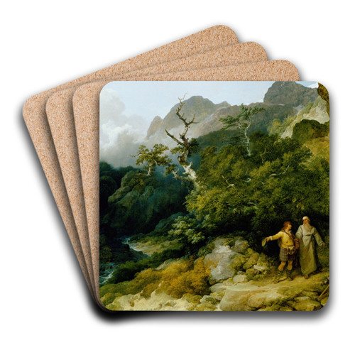 The Hermit by Philip James de Loutherbourg Art Drink Coaster set The Hermit by Philip James de Loutherbourg Art Drink Coaster set