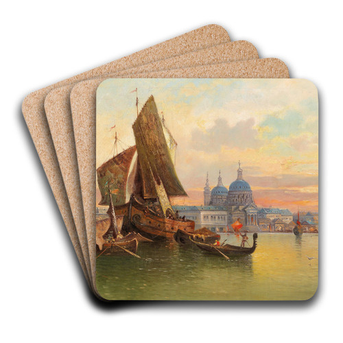 Partie In Venedig by Karl Kaufmann Art Drink Coaster set