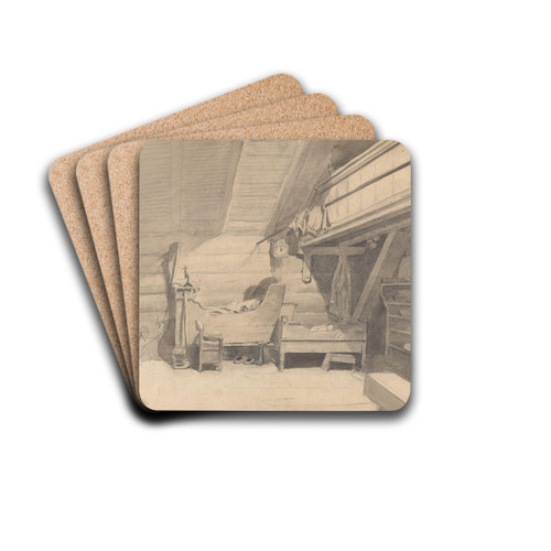 Interir, Mlster p Voss by Adolph Tidemand Drink Coasters - set of 4
