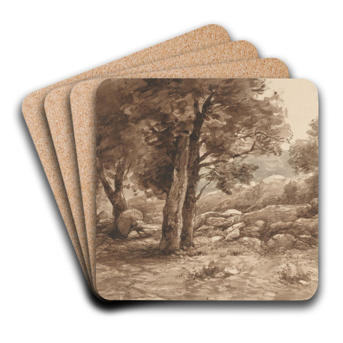 Rotsachtig landschap met bomen by Johannes Gijsbert Vogel Art Drink Coaster set Rotsachtig landschap met bomen by Johannes Gijsbert Vogel Art Drink Coaster set