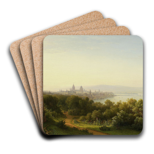 View of Mainz on the Rhine by Carl Morgenstern Art Drink Coaster set
