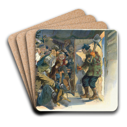 Christmas in a mining camp by Will Crawford Art Drink Coaster set