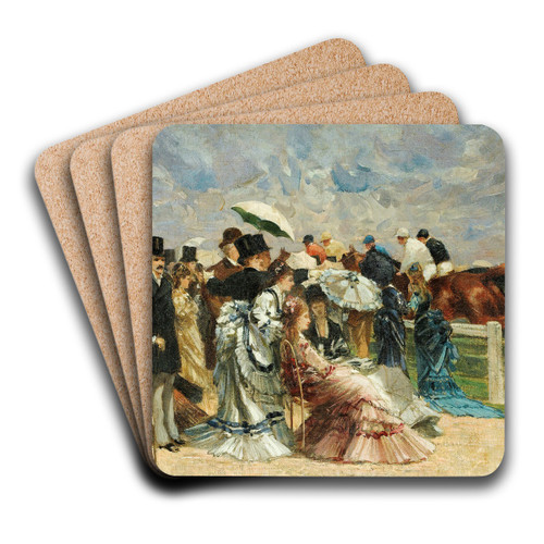At the races by Louis Abel-Truchet Art Drink Coaster set