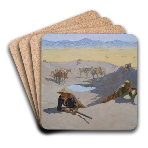 Fight for the Waterhole by Frederic Remington Art Drink Coaster set