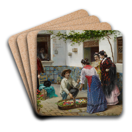Andalusians at the Country Inn by Jos Rico Cejudo Art Drink Coaster set
