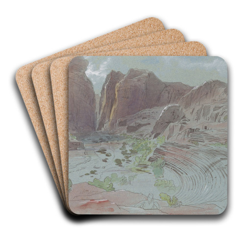 Petra, April 14, 1858 by Edward Lear Art Drink Coaster set Petra, April 14, 1858 by Edward Lear Art Drink Coaster set
