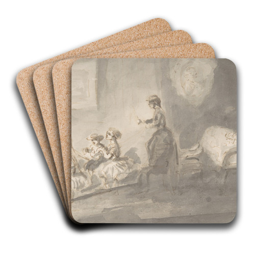 Children Playing Horse and Carriage by Constantin Guys Art Drink Coaster set
