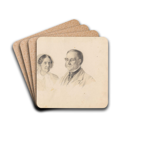 Double portrait by Adolph Tidemand Drink Coasters - set of 4