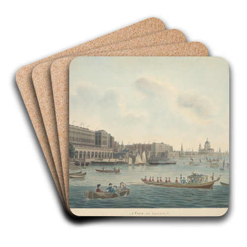 A View of London, Taken on the Thames near York Stairs by John William Edye Art Drink Coaster set